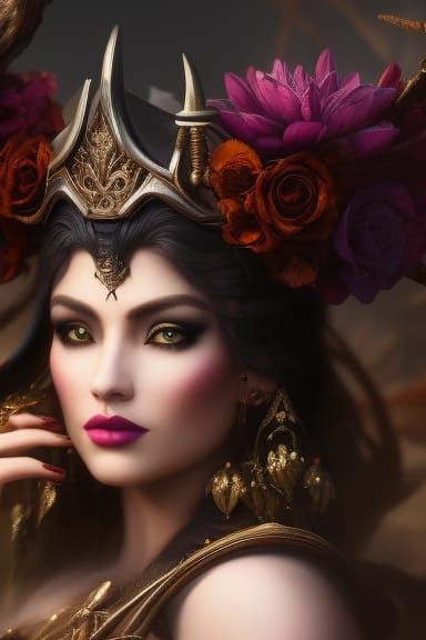 Enchantress in Macabre Autumnal Oil Painting