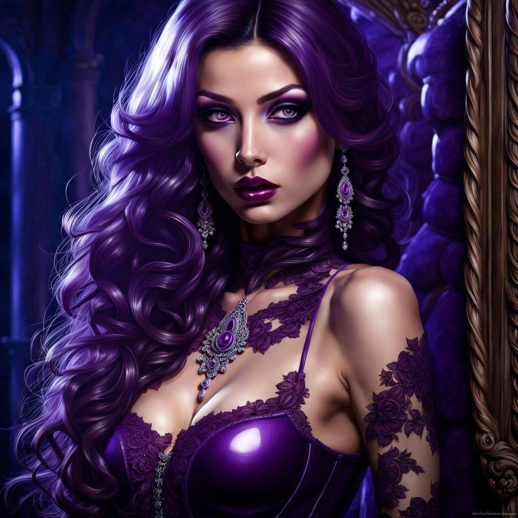 Italian Woman in Purple Latex: Gothic Art