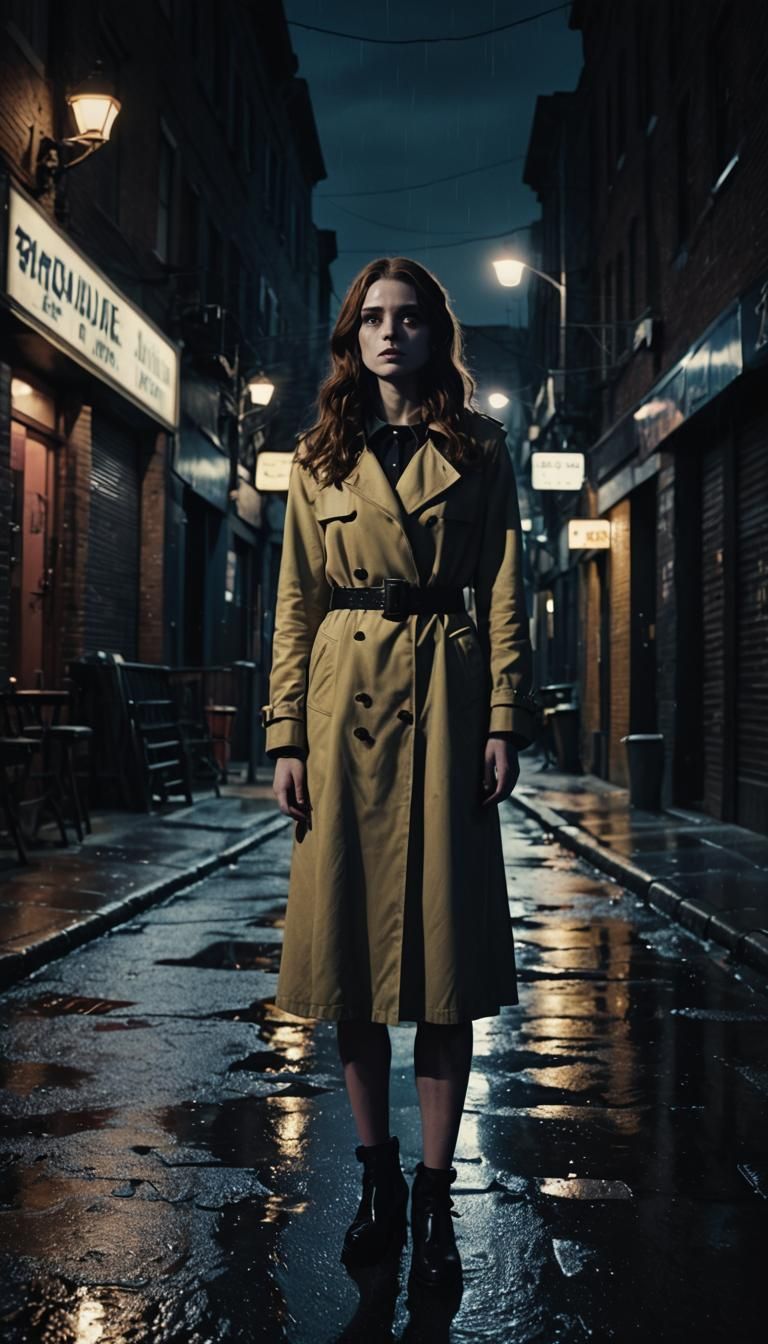 Gothic Woman in a Cinematic Film Noir Scene
