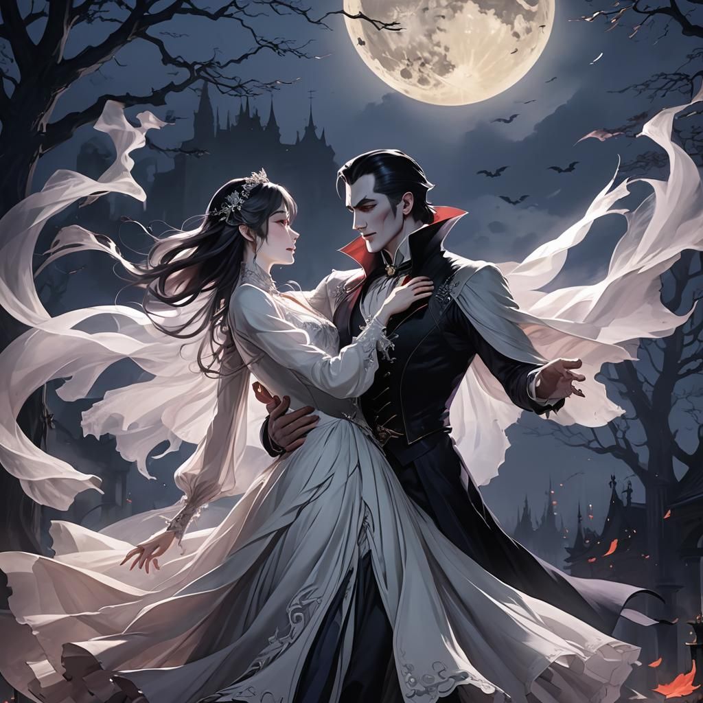 Dracula and Wife's Romantic Dance: Anime Style