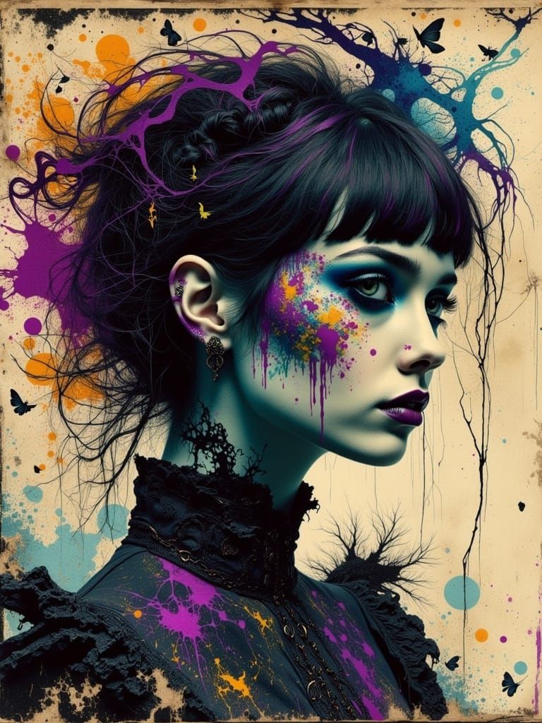 Gothic Surreal Portrait of a Melancholic Woman