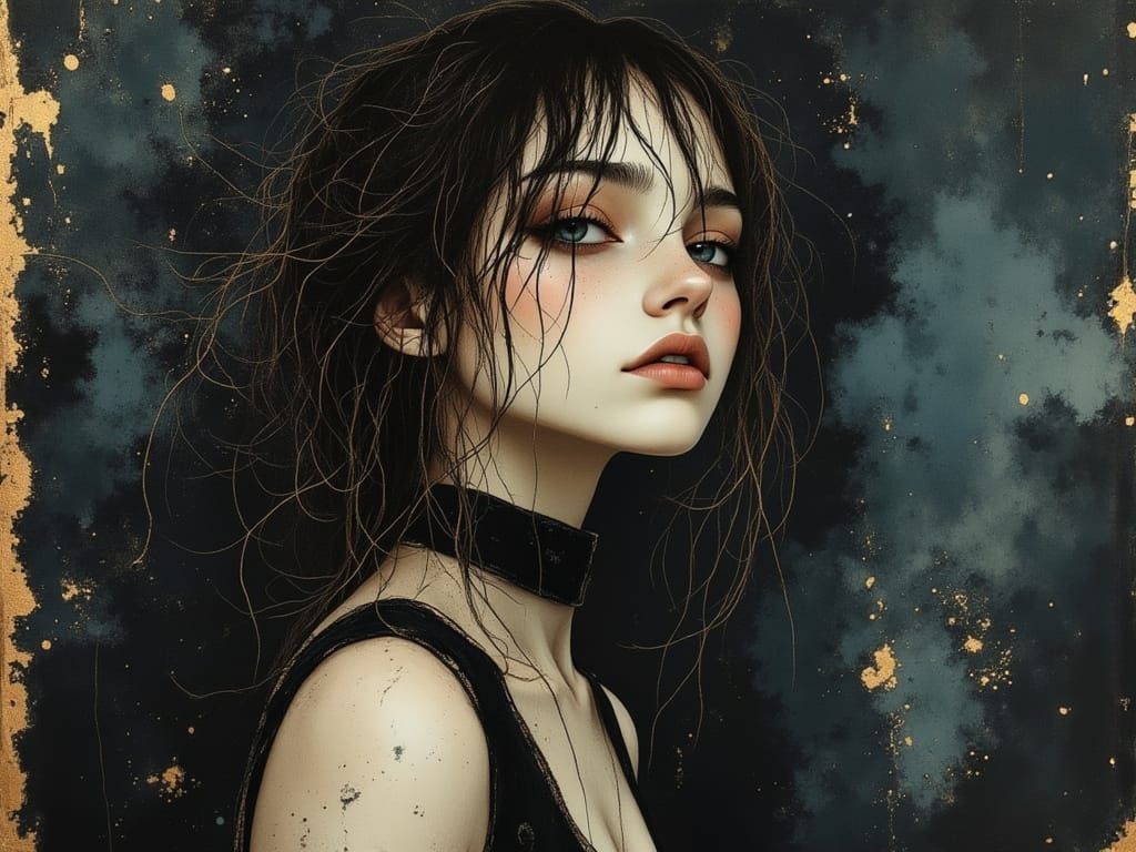 Moody Cyberpunk Goddess with Secrets and Storms in Her Gaze