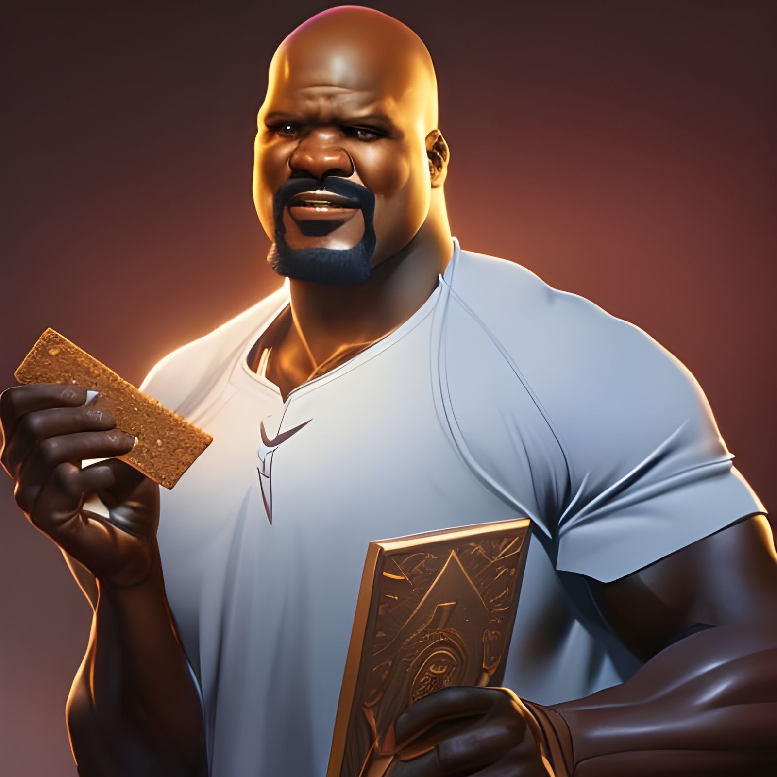 Shaq Head and Shoulders Portrait with Graham Cracker