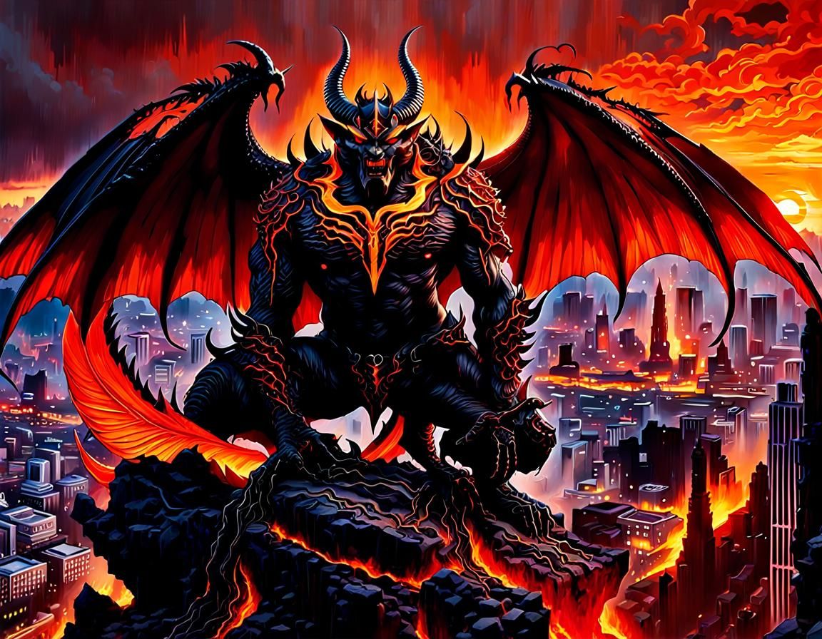 Demon in Fiery Landscape