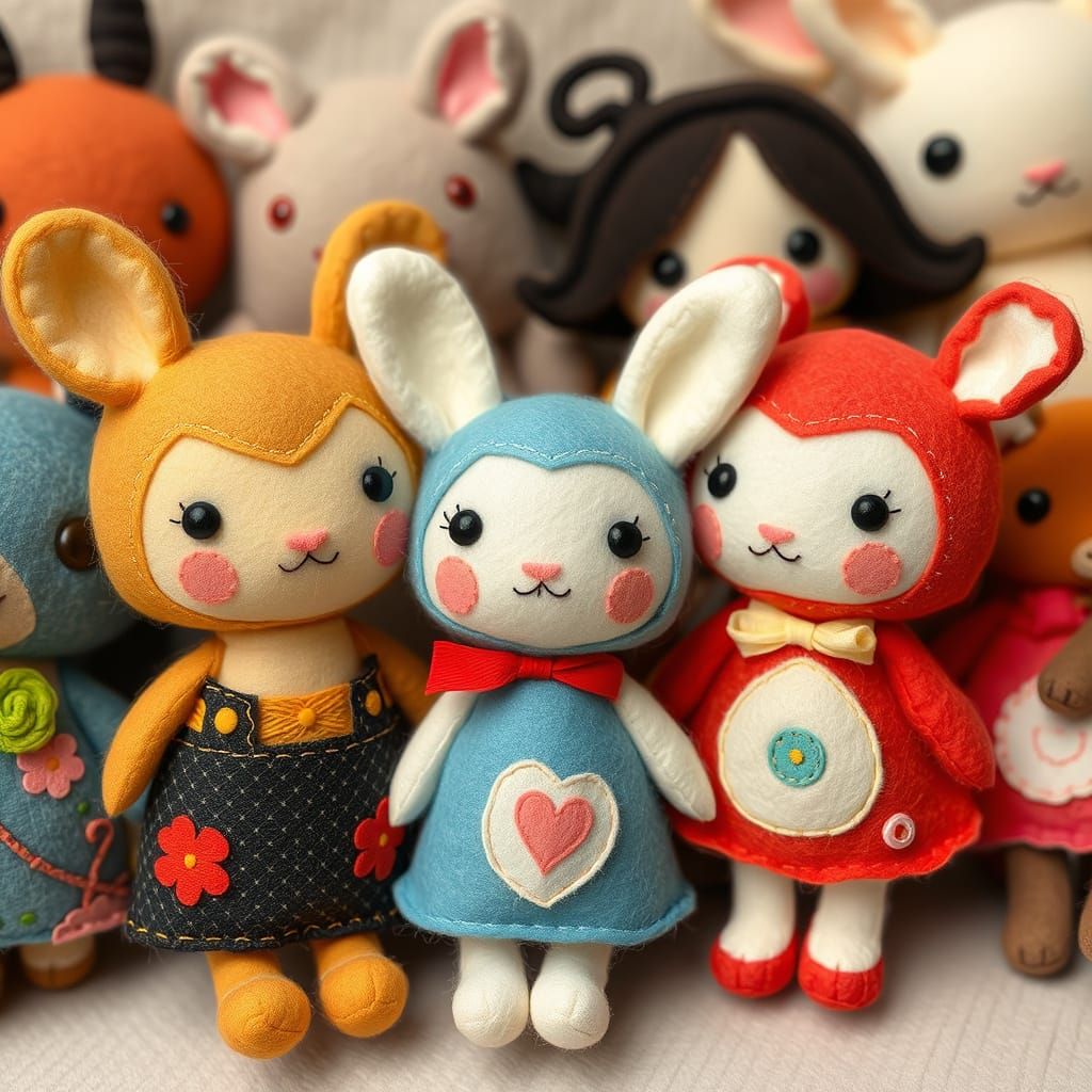 Charming Felt Dolls in Pop Surrealist Style