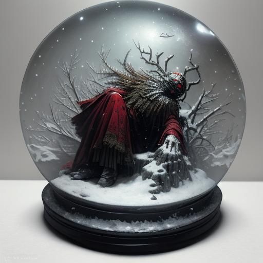Horror Snow Globe in Gustave Doré Style