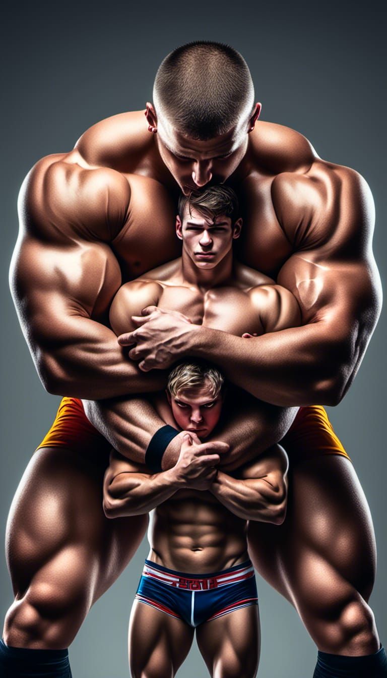 Photorealistic Jocks Wrestling