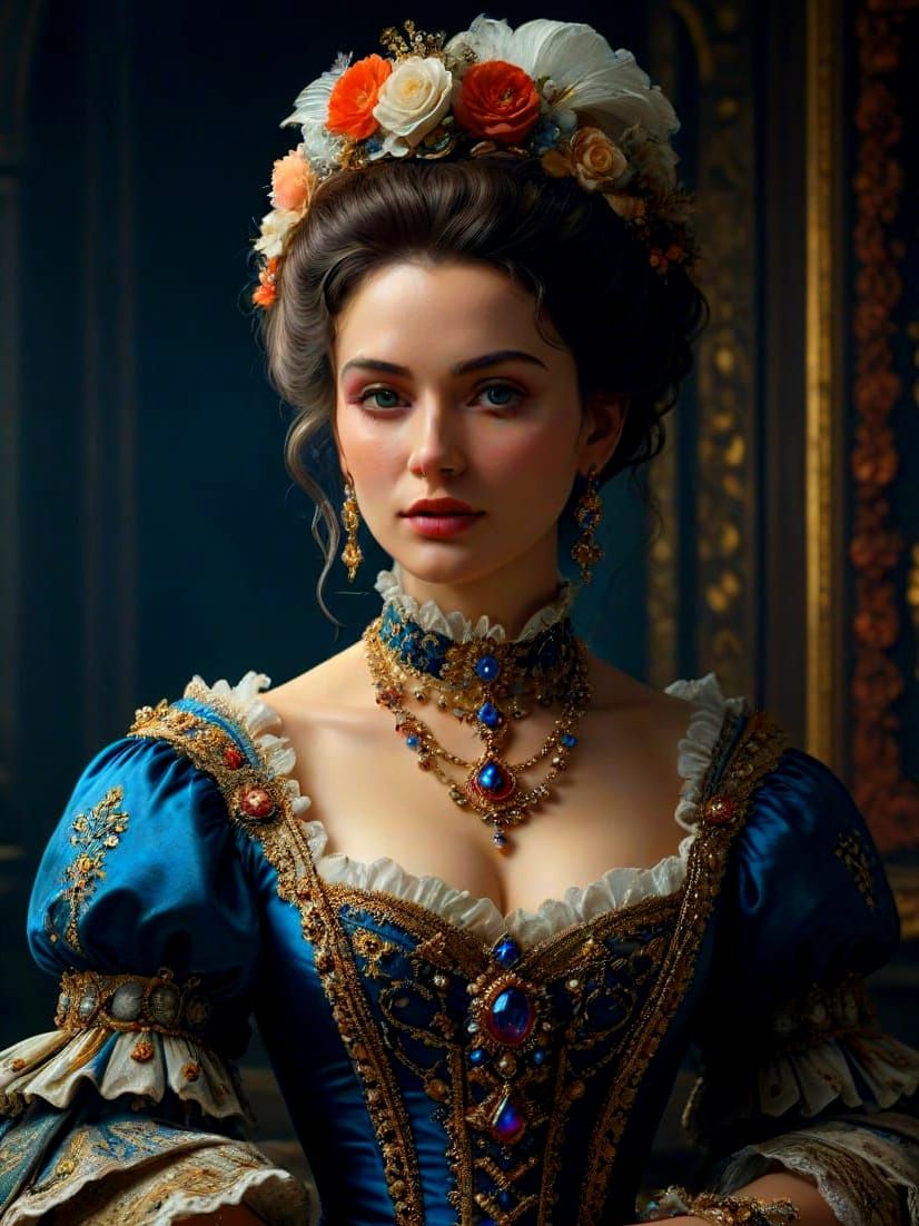 Rococo Lady in Portrait Painting