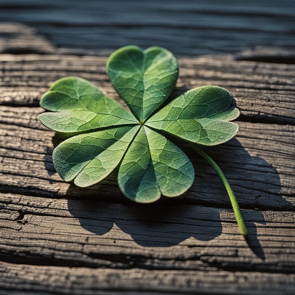 Mystical Four-Leaf Clover in Watercolor Style