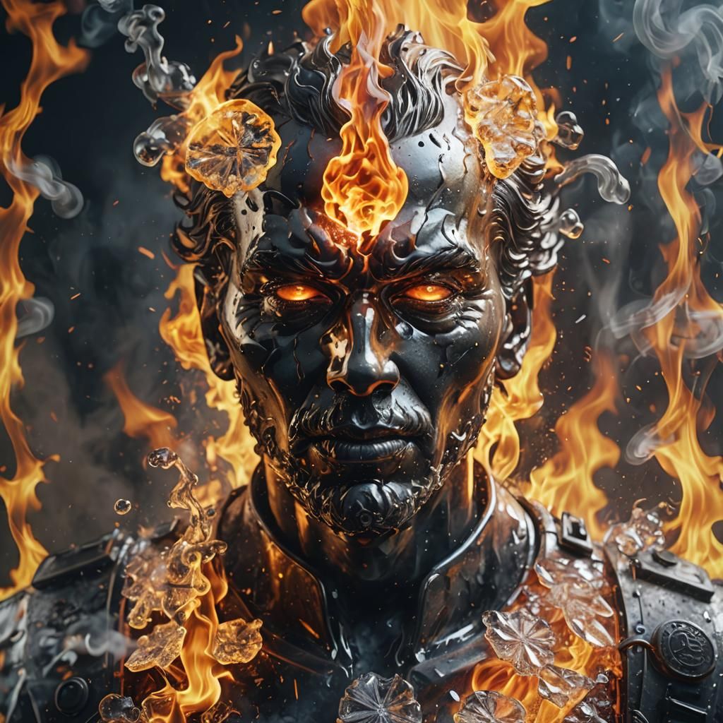 Iced Vaporizing Fire and Smoke Splash Art