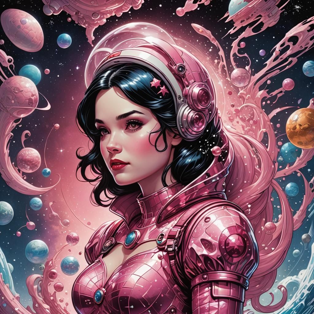 Snow White as Space Mermaid in Comic Art Style