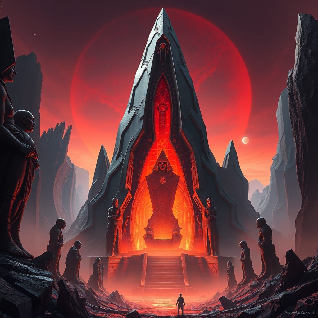 The Obsidian Monolith of Valesh-Ka in a Dark Fantasy Style