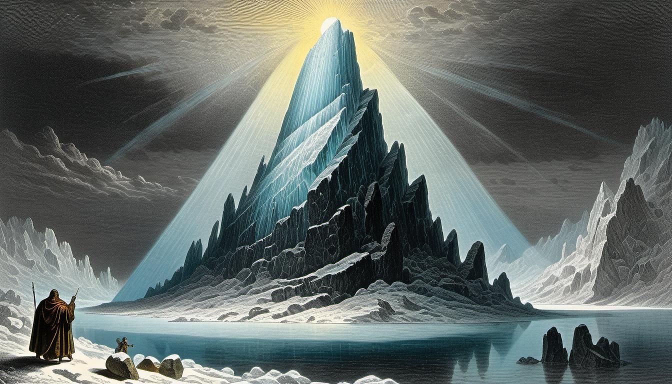 Magnetic Rock Illuminated in Arctic Landscape