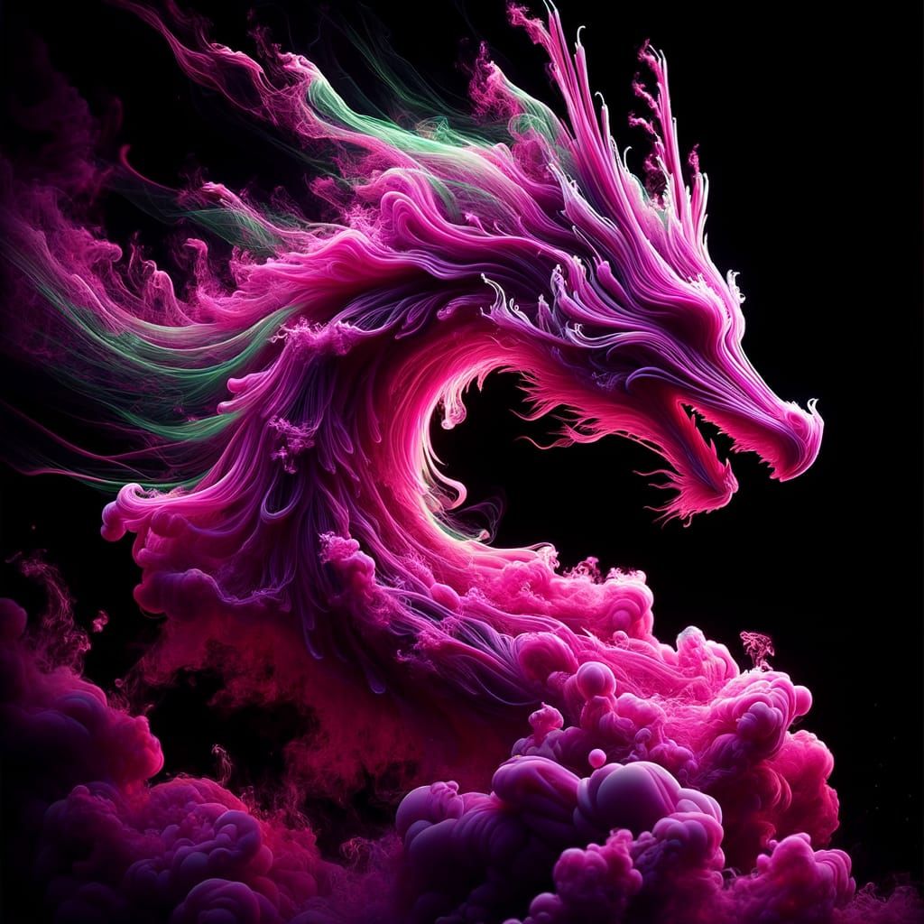 Green Flame Transforms Into Fuchsia Dragon