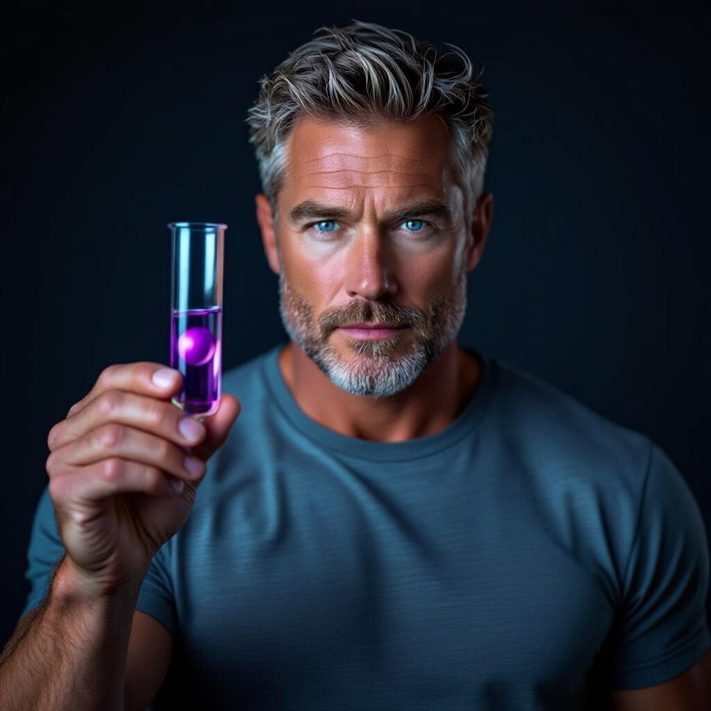 Man with Purple Orb: Cinematic Photography