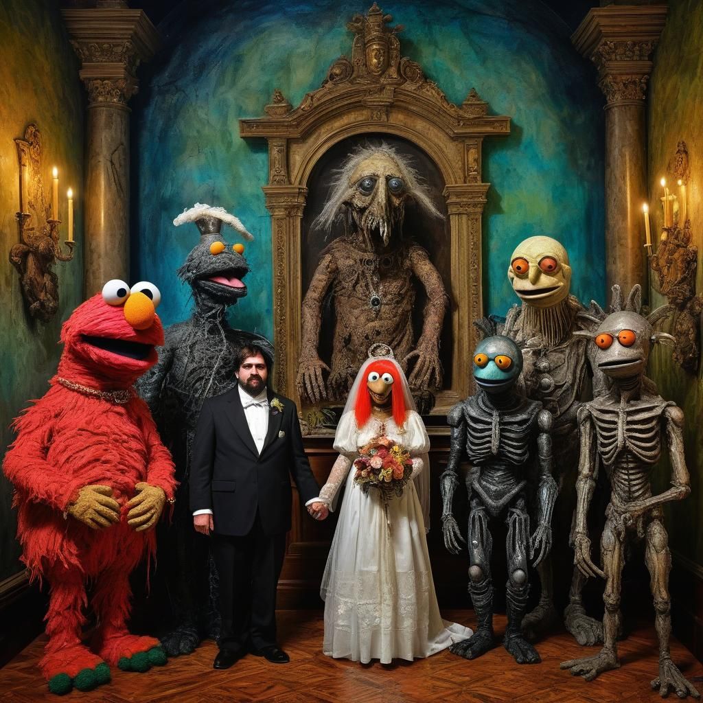 Surreal Wedding in Cryptid Vatican: Digital Painting