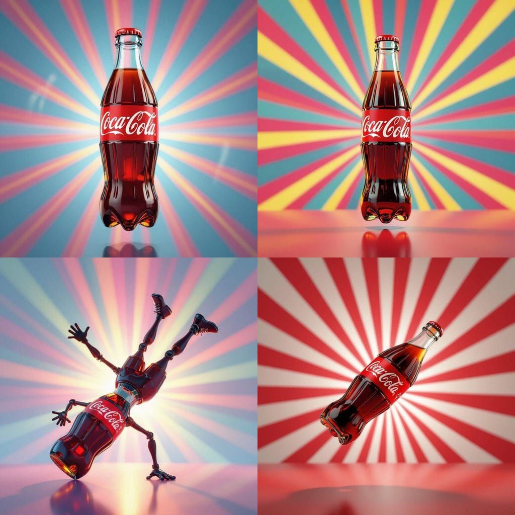 Coca Cola Performs Dynamic Backflip in Vibrant Digital Art