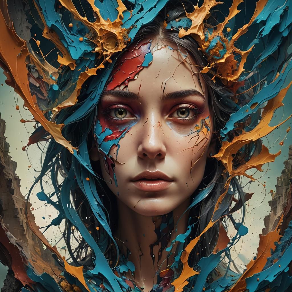 Surreal Portrait: Contrasting Face in Dreamlike Ambiance