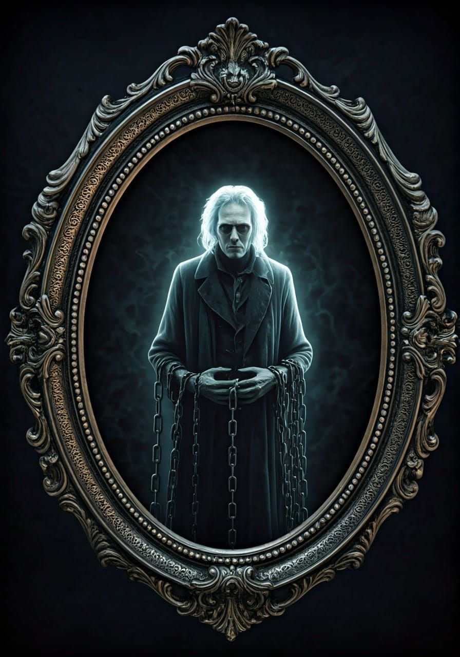 Jacob Marley's Ghost in Ornate Silver Frame