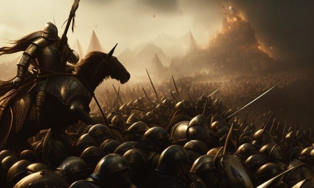 Epic Knights Rushing into Battle with Explosions