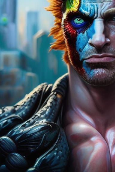 Superhero Portrait in Cartoon Style with Vibrant Colors