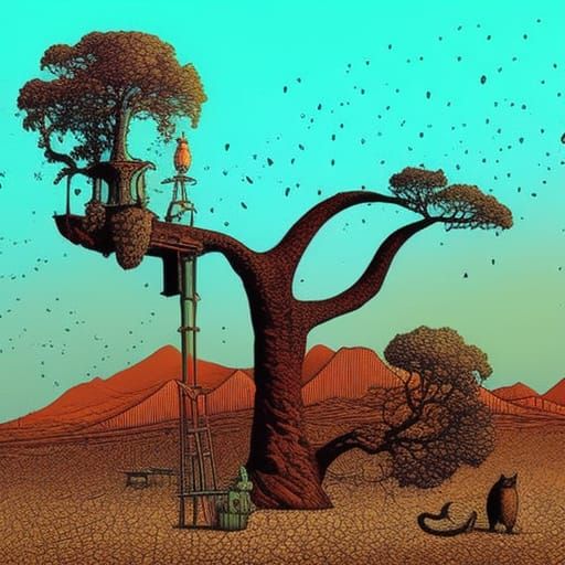 Surreal Cat-Coffee Hybrid Digital Painting