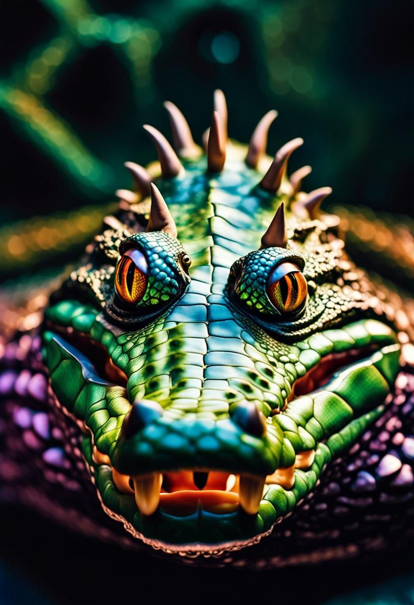 Surreal Crocodile Snout Optical Illusion in 4D Space