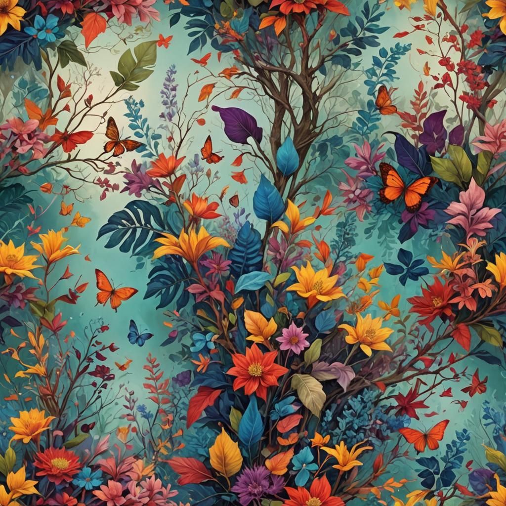 Vibrant Fantasy Landscape Art Composition