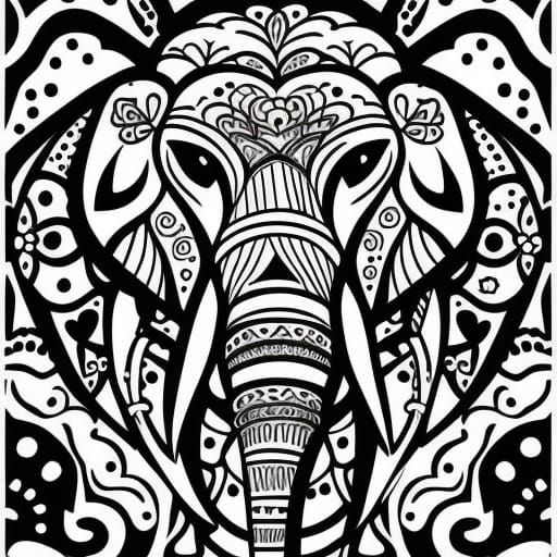 Cute Elephant Line Art Coloring Page