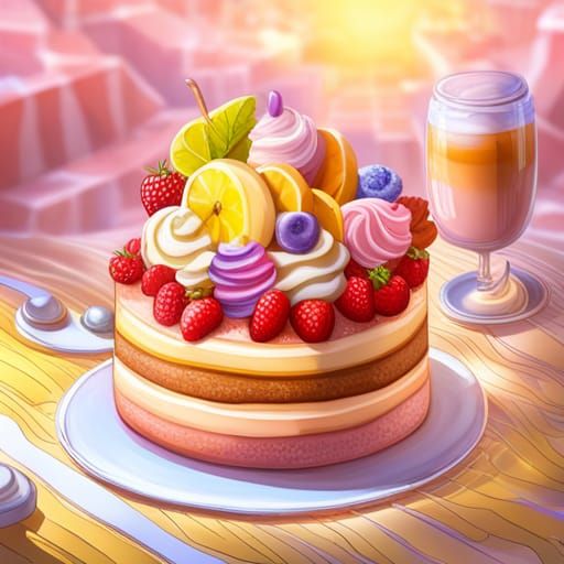 Banana Pudding Cake in Candyland Art Style