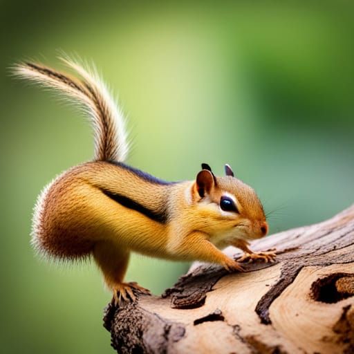 Flying Chipmunk Smiling by Oak Tree