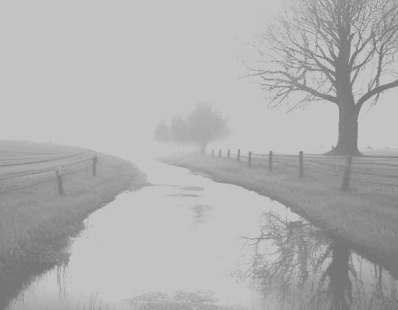 Rainy Country Road Reflections at Sunset Digital Painting