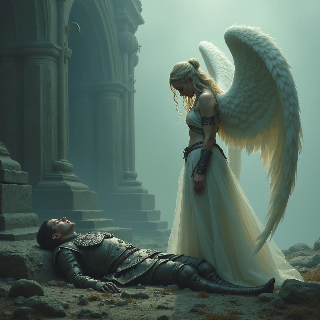 Mourning Angel at Warrior's Grave: Matte Painting