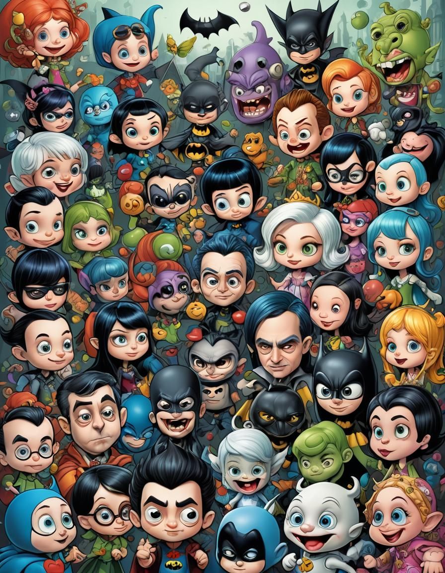 Funny Cartoon Character Mashup in 2D CGI Style