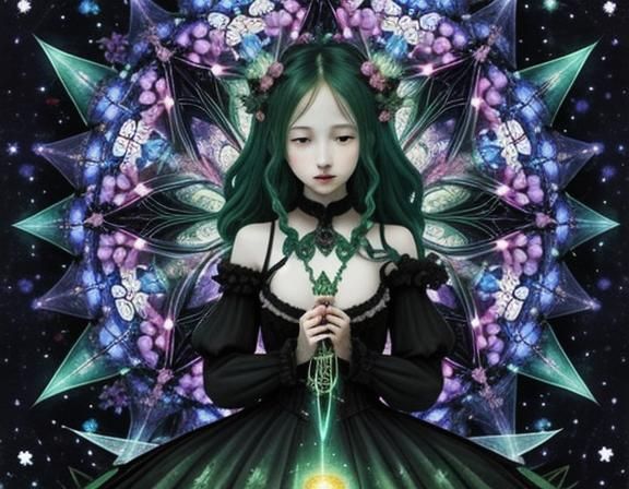 Fairies Singing to the Galaxy in Kaleidoscope Style