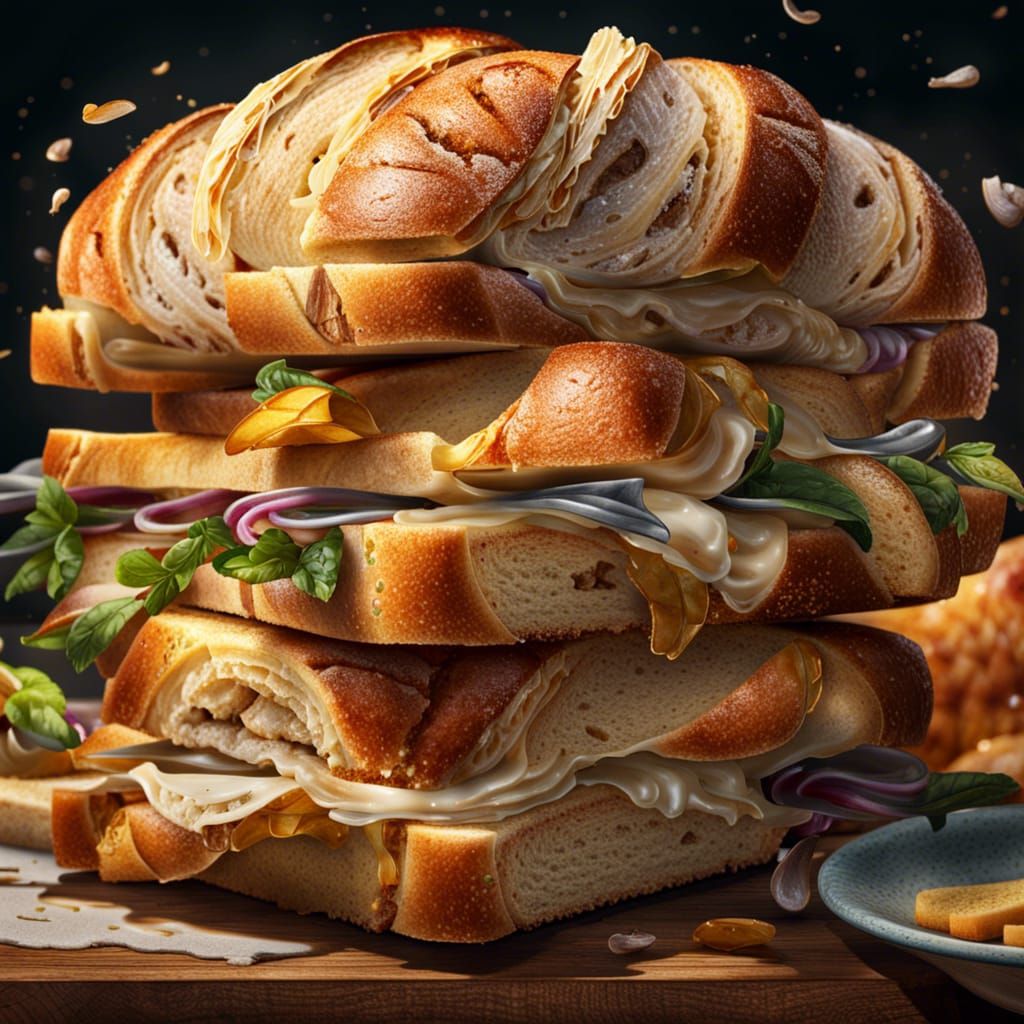 Delicious Bread Sandwich in Splash Art Style
