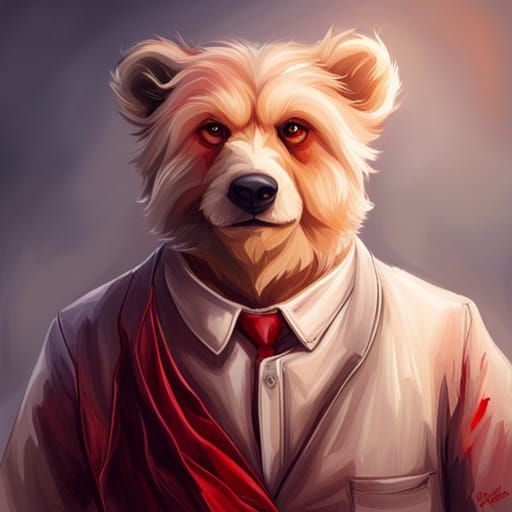 Menacing Hyperrealistic Teddy Bear in Splash Art Style