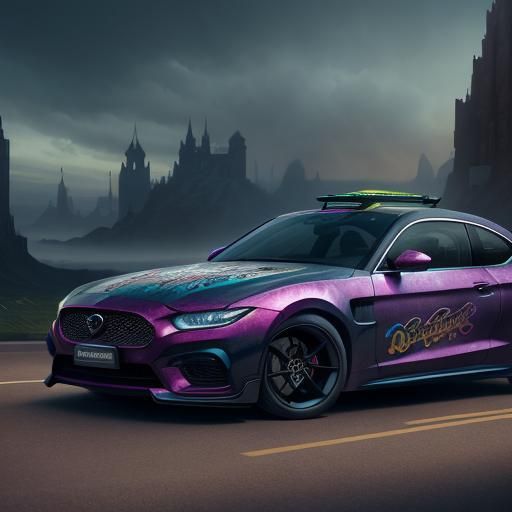 Candy Car and Cat: Fantastical Digital Art