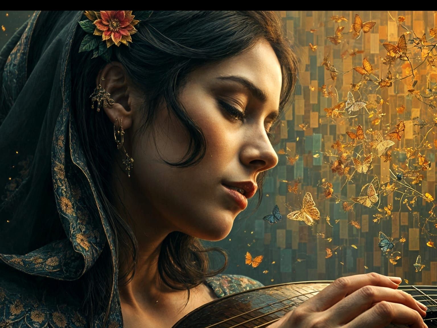 Metaphysical Muse in Vibrant Pointillism