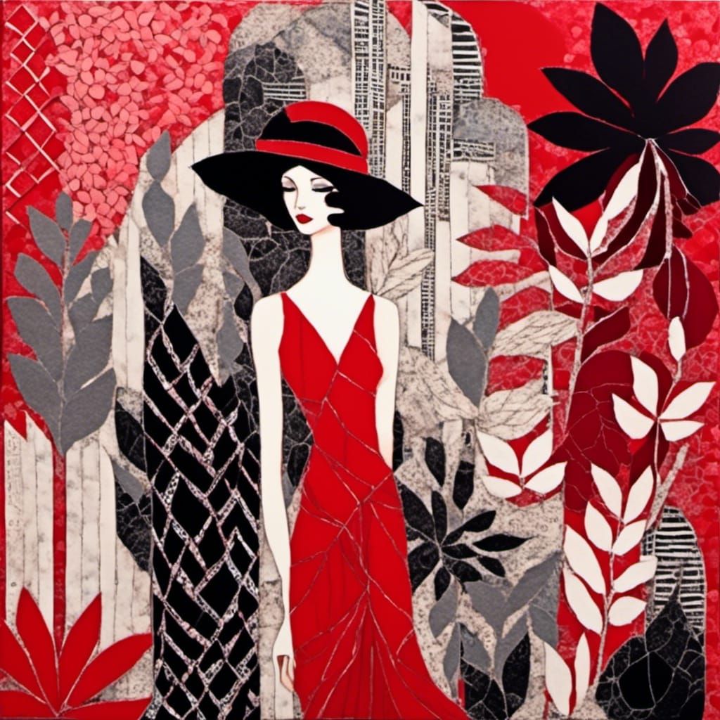 Flapper Collage Illustration in Fashion Style