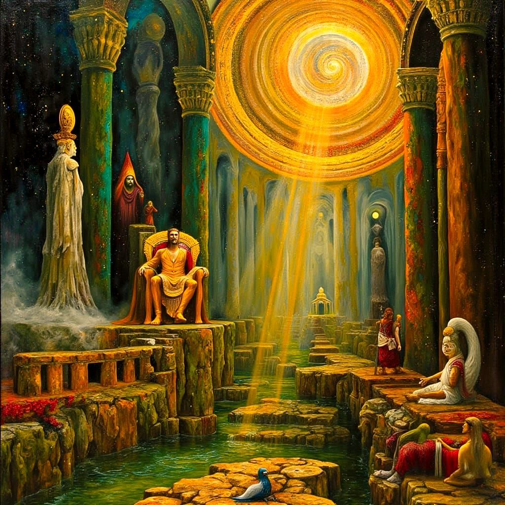 Surreal Tartarian City: Hades' Throne in Dark Oil