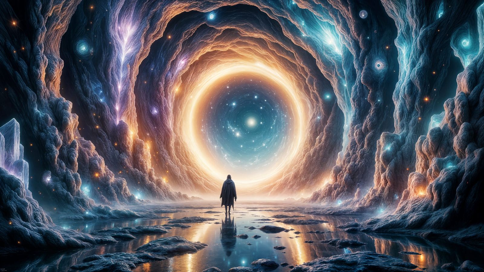 Voyager Before Iridescent Portal in Dreamscape