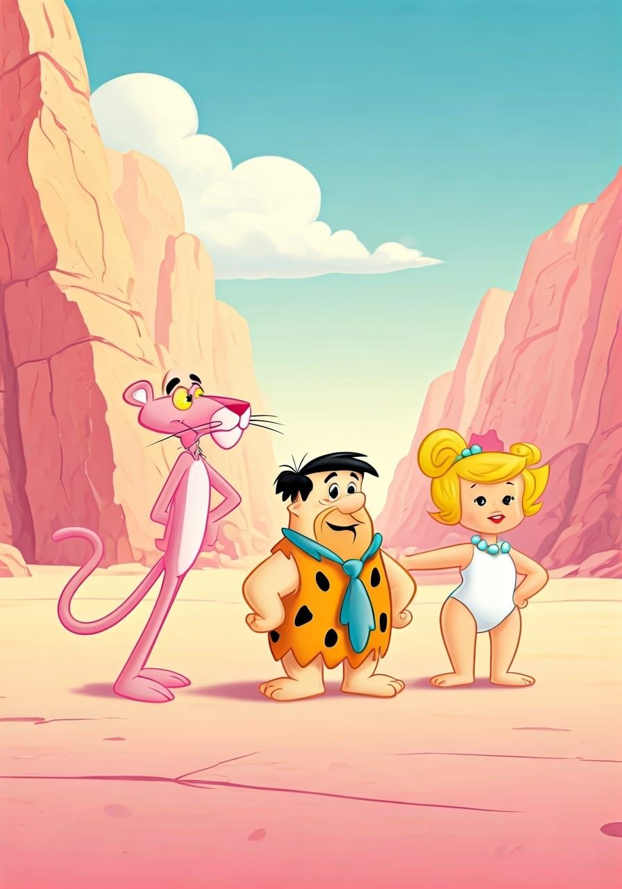 Flintstones in Pink Panther's Whimsical World