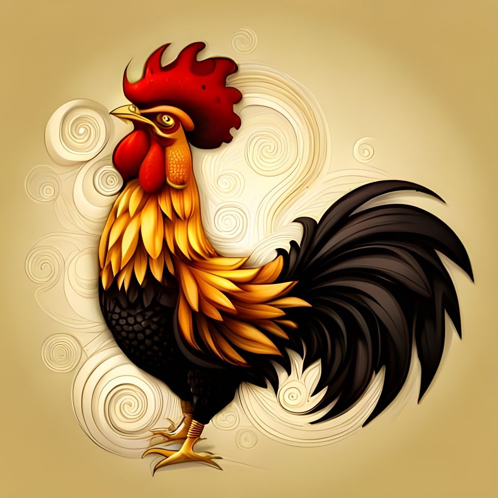 Anime Style Rooster with Abstract Details
