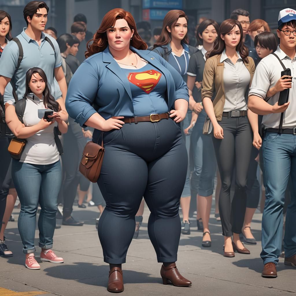 Overweight Woman in Anime Style, Detailed 3D Art