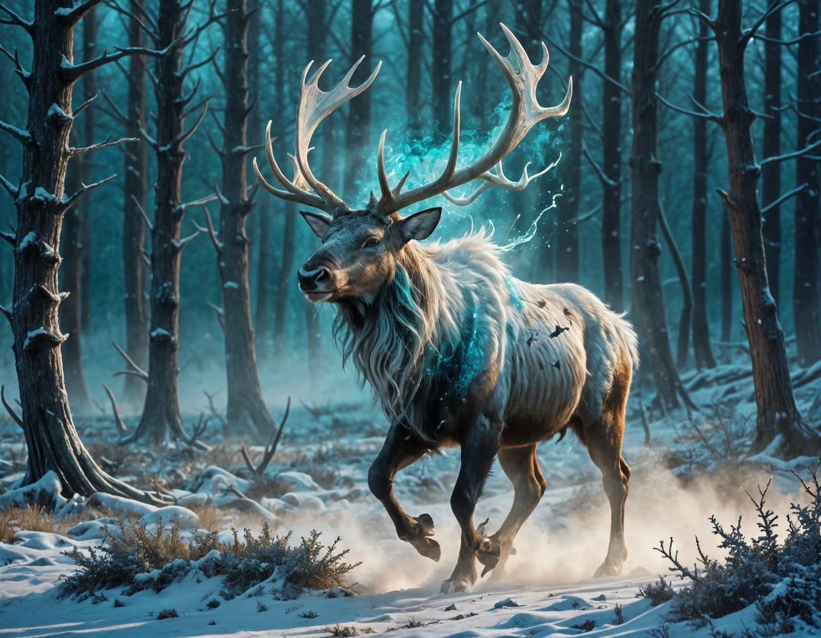 Majestic Irish Elk in Winter Tundra