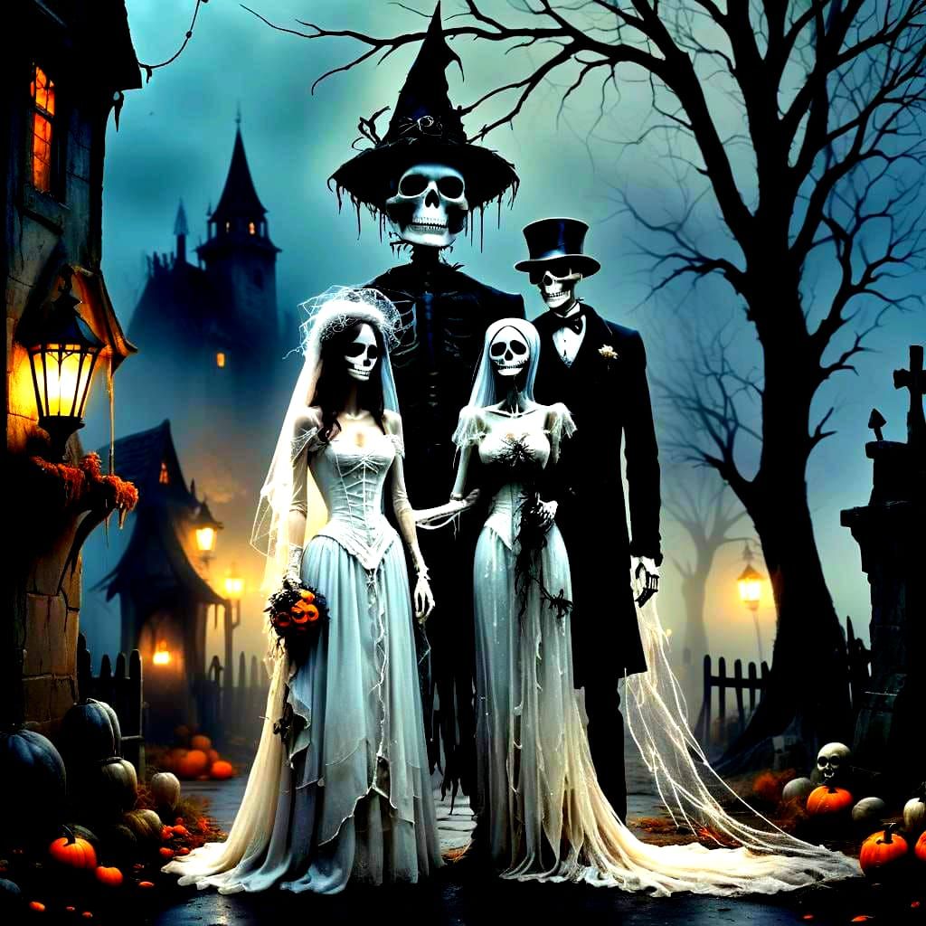 Ghostly Widow and Groom on Hallow's Eve