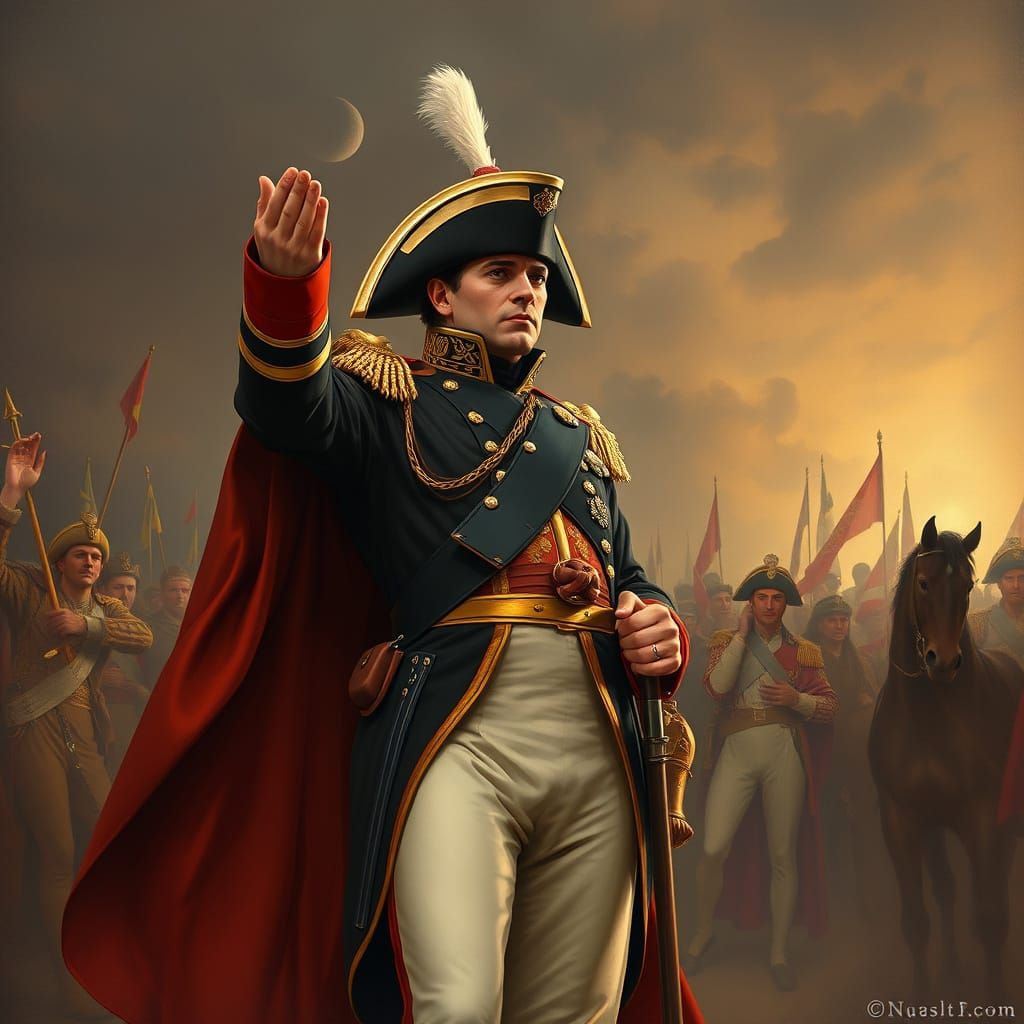 Napoleon's Surrender at Waterloo: A Historical Art Nouveau