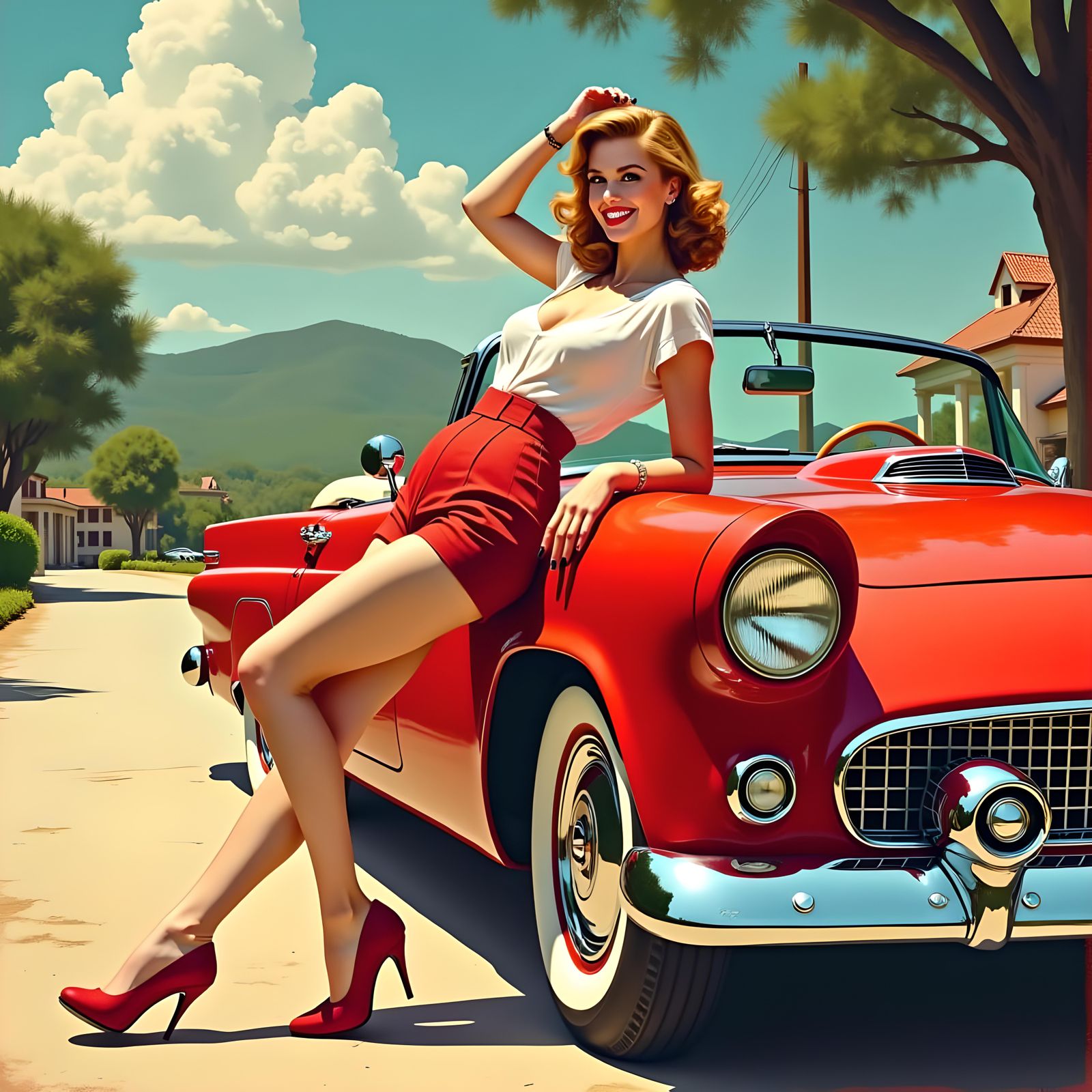 Classic Pin-Up Girl in Elvgren Style