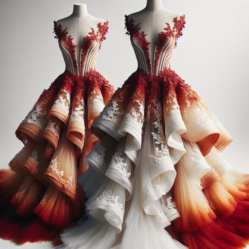 Stunning Two-Tone Sunset Wedding Dress